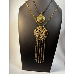 Pendant Necklaces Gold Tone Chunky Statement Express Signed‎ Maximalist